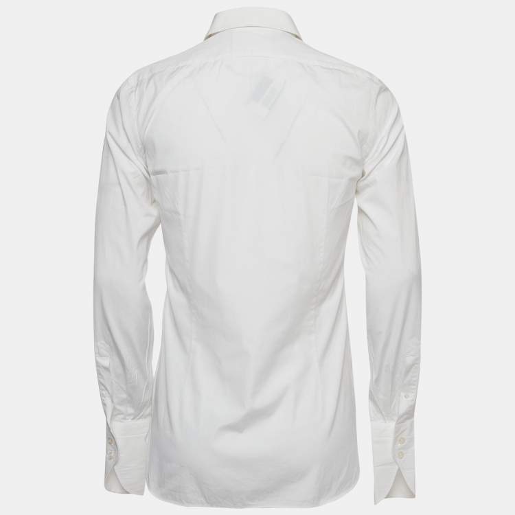 Pre Owned Tom Ford White Cotton Double Cuff Long Sleeve Shirt S
