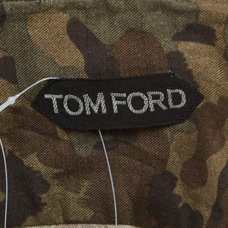Pre Owned Tom Ford Green Camouflage Print Cotton Long Sleeve Shirt M