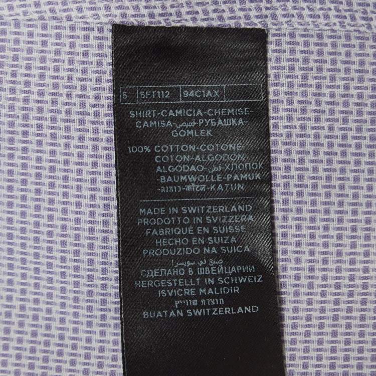 Pre Owned Tom Ford Lavender/White Textured Cotton Long Sleeve Shirt M