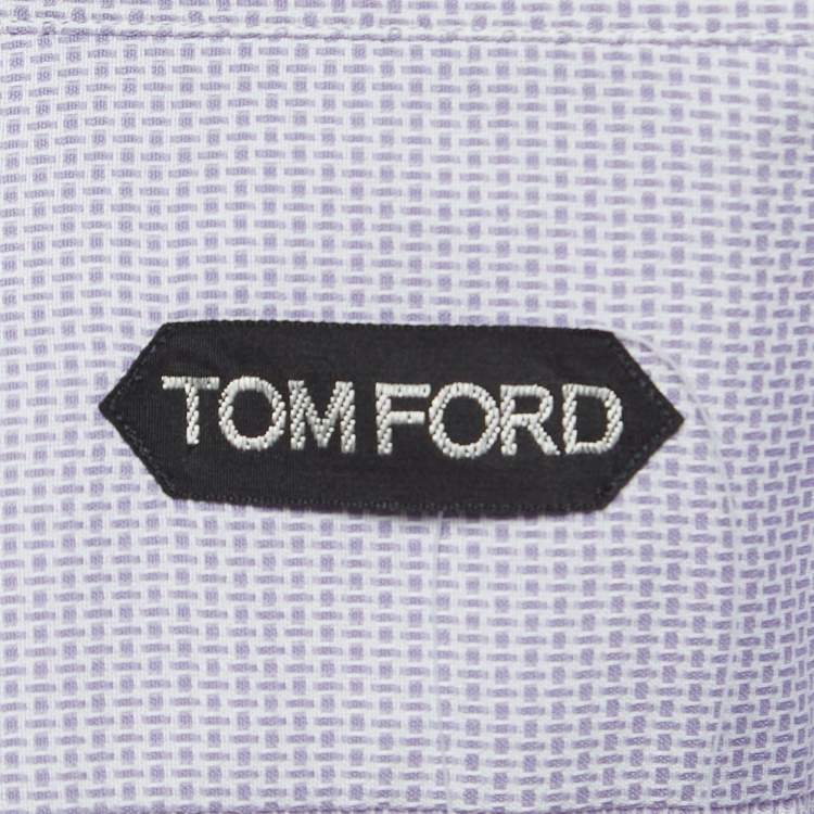 Pre Owned Tom Ford Lavender/White Textured Cotton Long Sleeve Shirt M