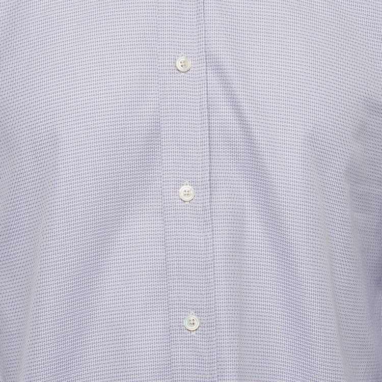 Pre Owned Tom Ford Lavender/White Textured Cotton Long Sleeve Shirt M