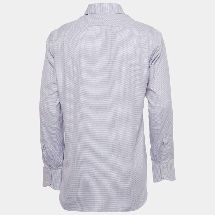 Pre Owned Tom Ford Lavender/White Textured Cotton Long Sleeve Shirt M