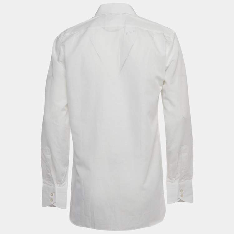 Pre Owned Tom Ford White Cotton & Linen Long Sleeve Shirt M