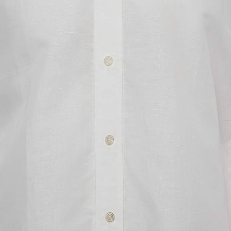 Pre Owned Tom Ford White Cotton & Linen Long Sleeve Shirt M
