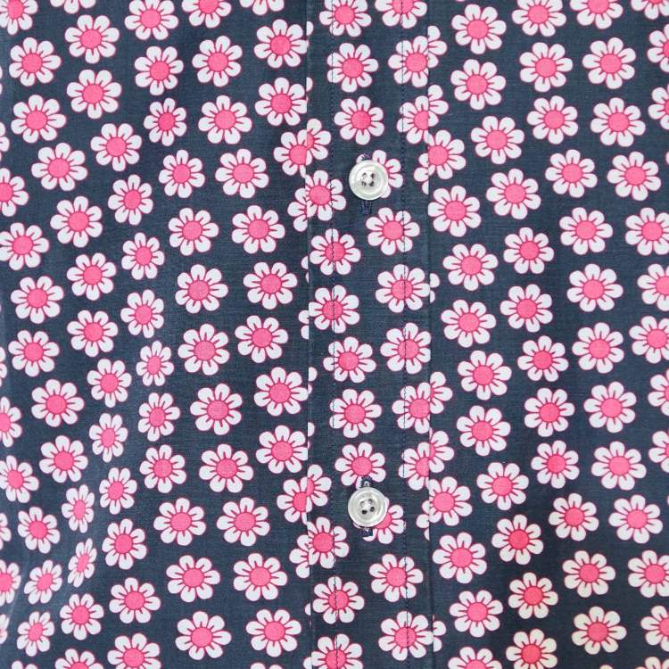 Pre Owned Tom Ford Black/Pink Floral Print Cotton & Silk Long Sleeve Shirt S
