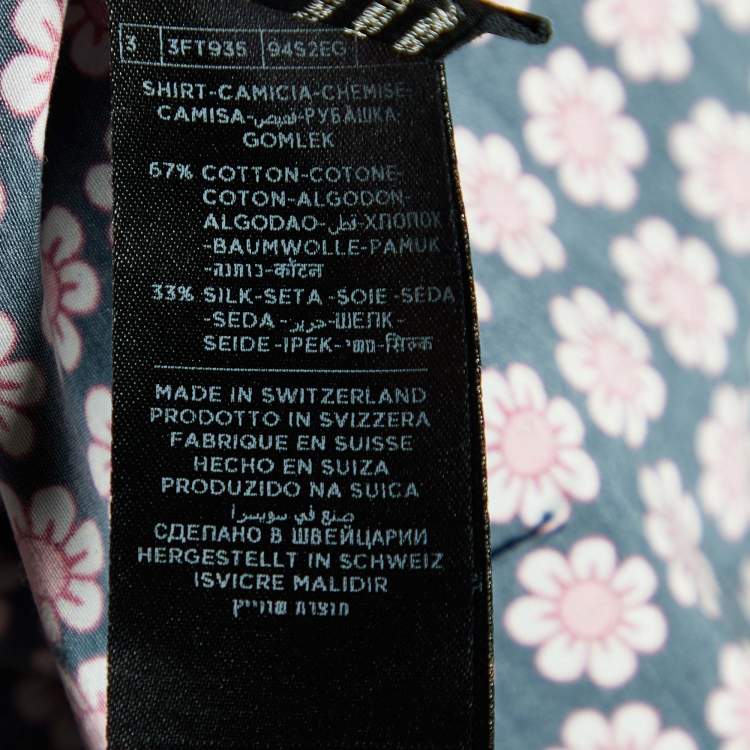 Pre Owned Tom Ford Black/Pink Floral Print Cotton & Silk Long Sleeve Shirt S