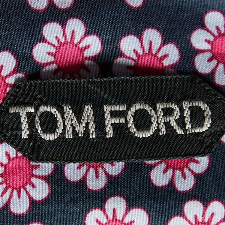 Pre Owned Tom Ford Black/Pink Floral Print Cotton & Silk Long Sleeve Shirt S