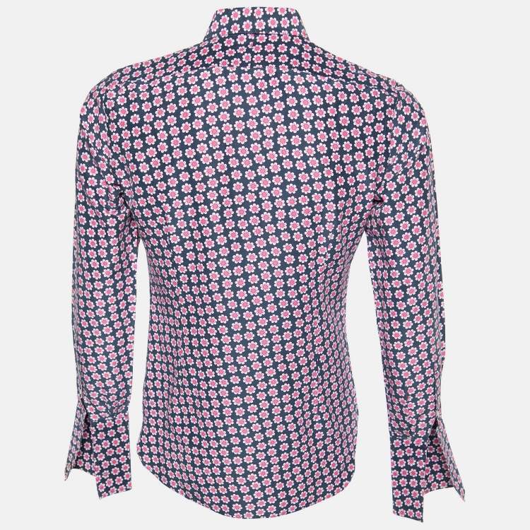 Pre Owned Tom Ford Black/Pink Floral Print Cotton & Silk Long Sleeve Shirt S