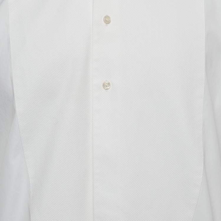 Pre Owned Tom Ford White Cotton Textured Paneled Long Sleeve Shirt M