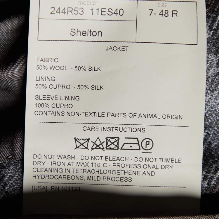 Pre Owned Tom Ford Grey Checked Wool & Silk Shelton Single Breasted Blazer M