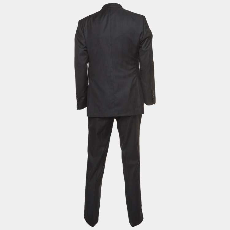 Pre Owned Tom Ford Black Pinstripe Wool Single Breasted 3 Piece Suit XL