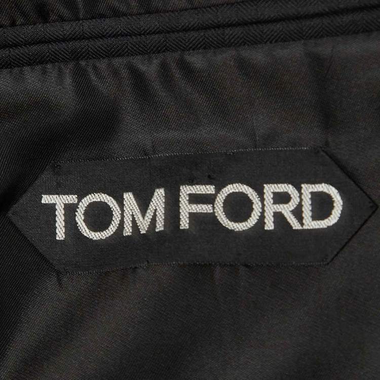 Pre Owned Tom Ford Black Pinstripe Wool Single Breasted 3 Piece Suit XL