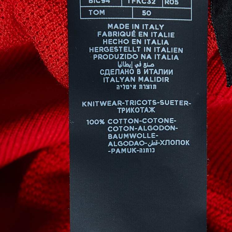 Pre Owned Tom Ford Red Cotton Knit Polo T-Shirt L