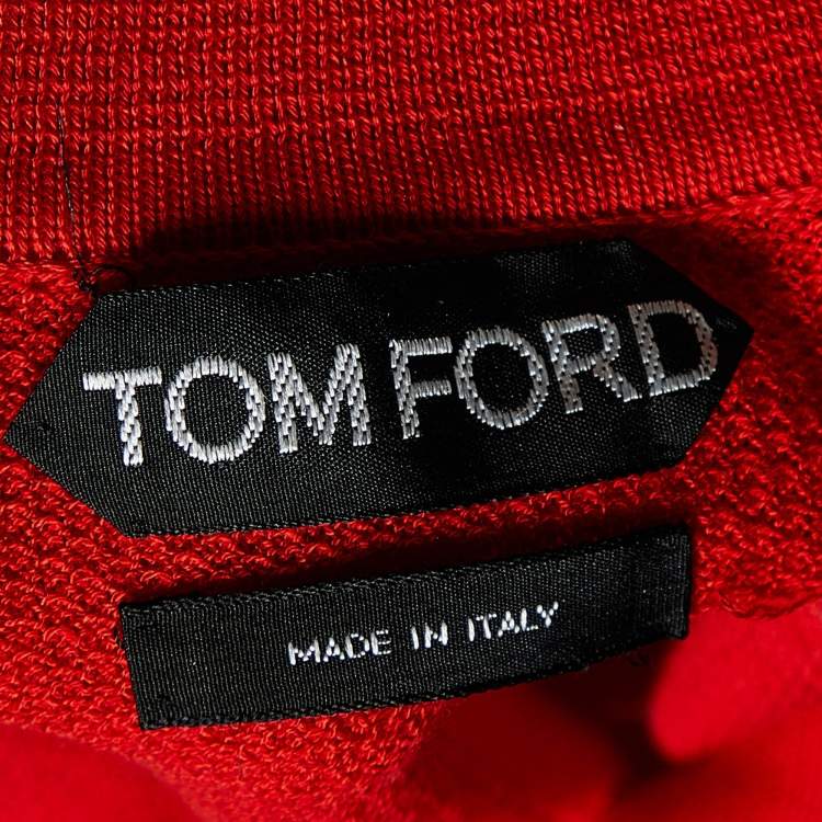 Pre Owned Tom Ford Red Cotton Knit Polo T-Shirt L