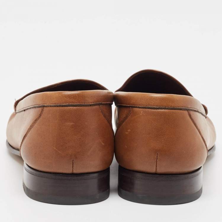 Pre Owned Tom Ford Brown Leather Penny Loafers Size 44