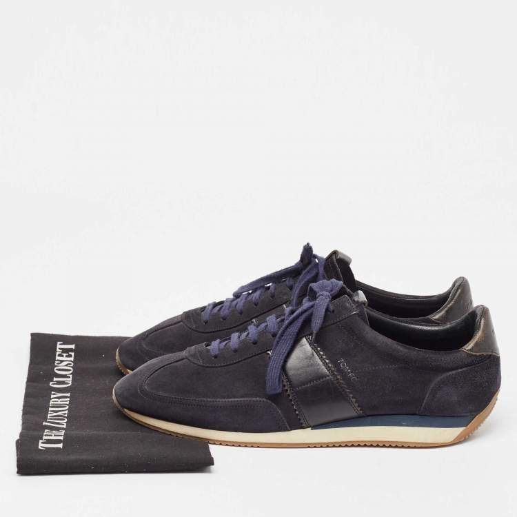 Pre Owned Tom Ford Navy Blue Suede and Leather Oxford Sneakers  Size 43