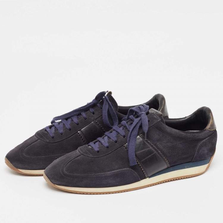 Pre Owned Tom Ford Navy Blue Suede and Leather Oxford Sneakers  Size 43