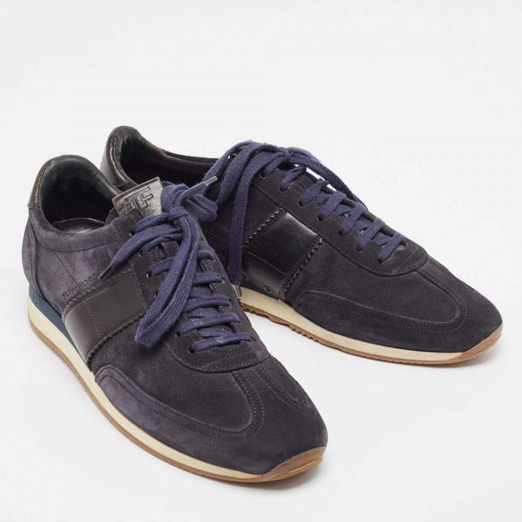 Pre Owned Tom Ford Navy Blue Suede and Leather Oxford Sneakers  Size 43