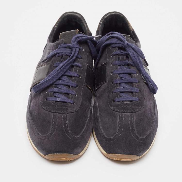 Pre Owned Tom Ford Navy Blue Suede and Leather Oxford Sneakers  Size 43
