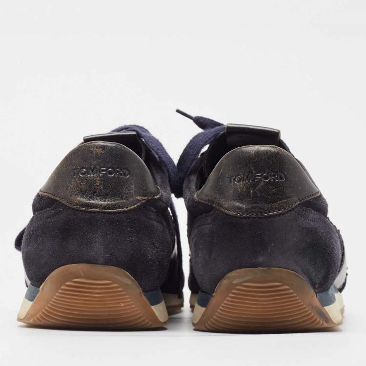 Pre Owned Tom Ford Navy Blue Suede and Leather Oxford Sneakers  Size 43