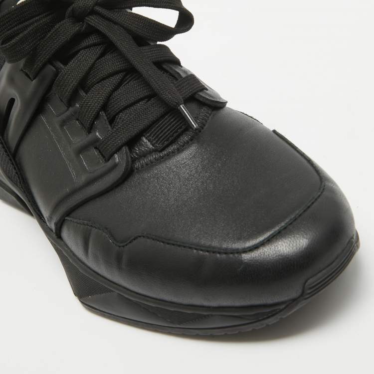 Pre Owned Tom Ford Black Leather and Neoprene Jago Lace Up  Sneakers Size 41