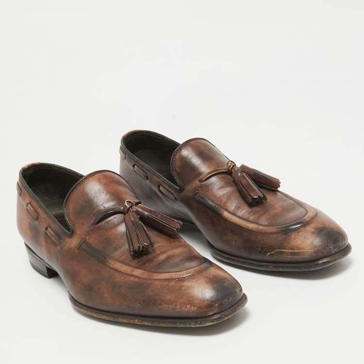 Pre Owned Tom Ford Brown Leather Edgar Tassel Loafers Size 40