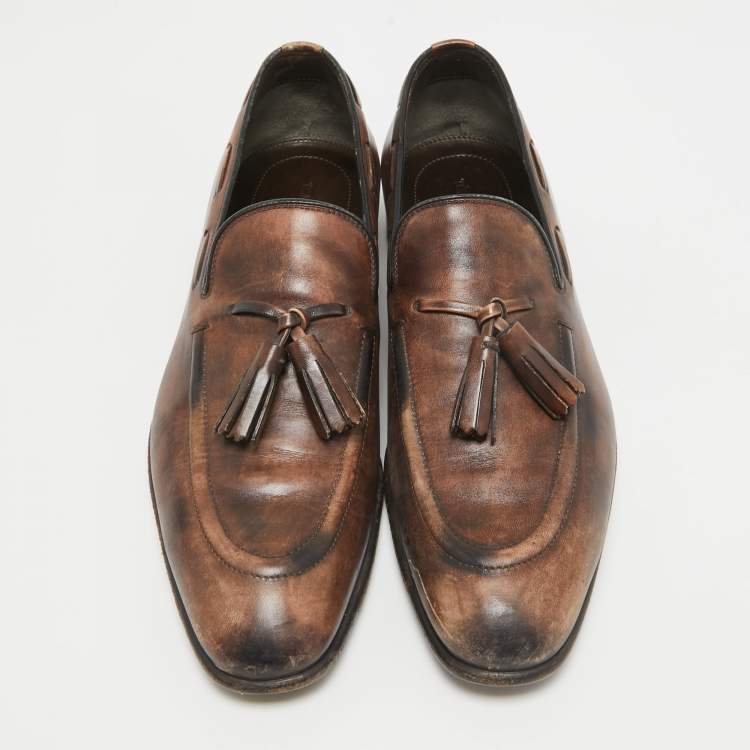 Pre Owned Tom Ford Brown Leather Edgar Tassel Loafers Size 40