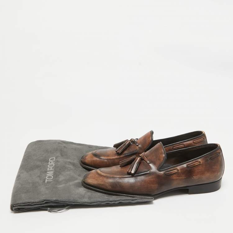 Pre Owned Tom Ford Brown Leather Edgar Tassel Loafers Size 40