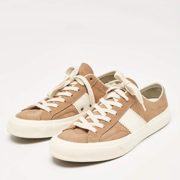 Pre Owned Tom Ford Brown Leather and Suede Cambridge Lace Up Sneakers Size 40