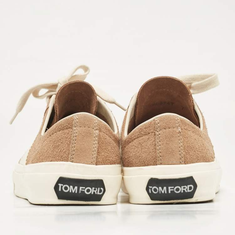 Pre Owned Tom Ford Brown Leather and Suede Cambridge Lace Up Sneakers Size 40