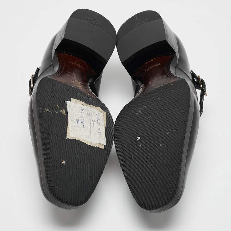 Pre Owned Tom Ford Black Leather Single Flap Monks Size 43.5