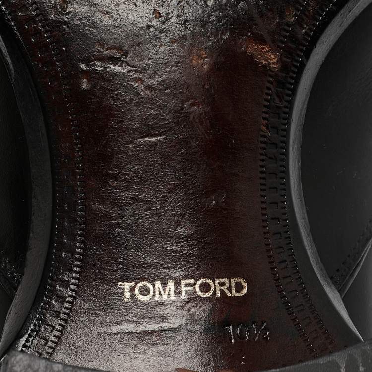 Pre Owned Tom Ford Black Leather Single Flap Monks Size 43.5