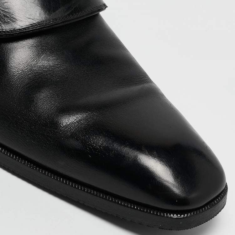 Pre Owned Tom Ford Black Leather Single Flap Monks Size 43.5