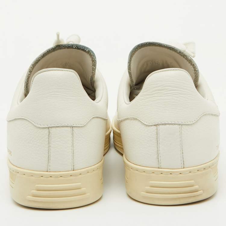 Pre Owned Tom Ford White Leather Perforated Logo Low Top Sneakers Size 44.5