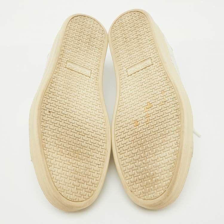 Pre Owned Tom Ford White Leather Perforated Logo Low Top Sneakers Size 44.5