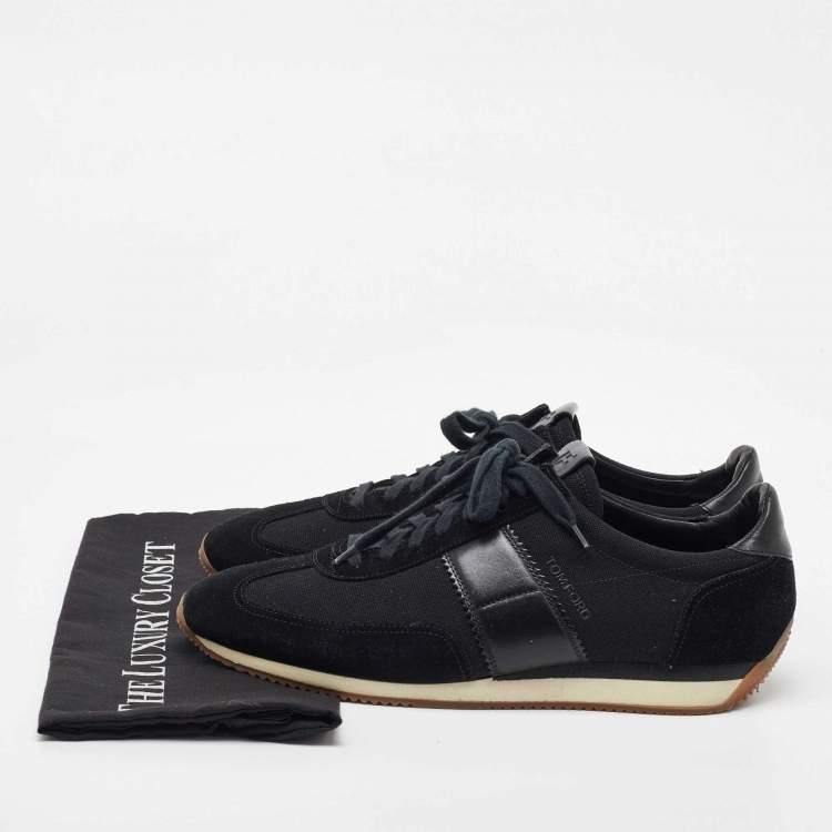 Pre Owned Tom Ford Black Canvas and Suede Low Top Sneakers Size 44