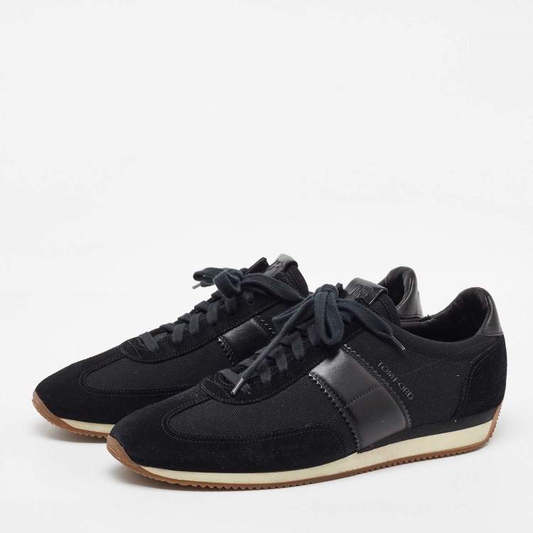 Pre Owned Tom Ford Black Canvas and Suede Low Top Sneakers Size 44