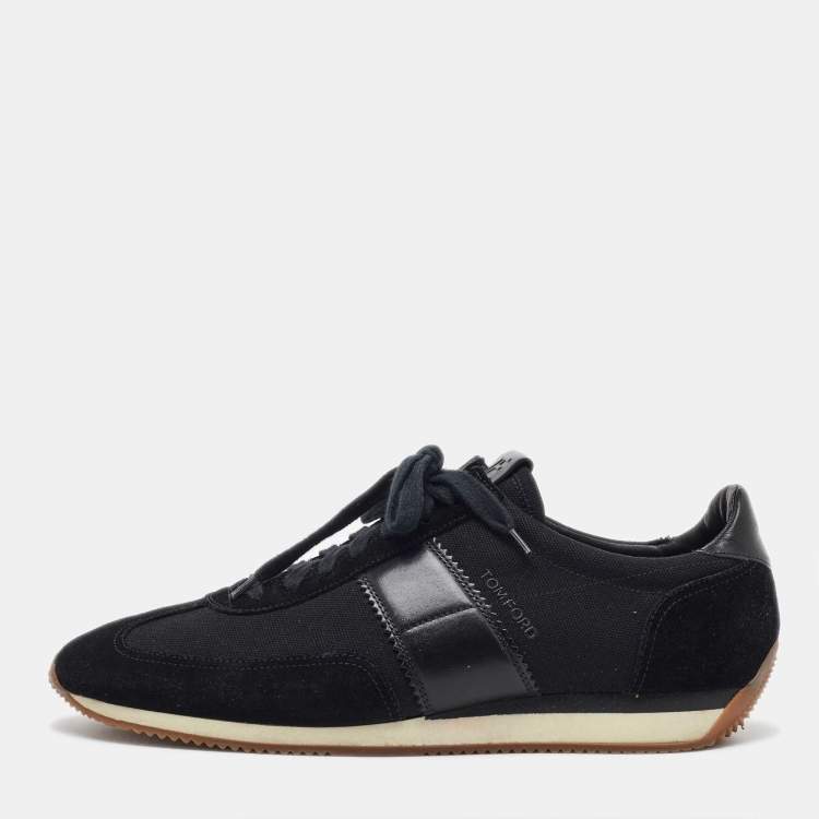 Pre Owned Tom Ford Black Canvas and Suede Low Top Sneakers Size 44