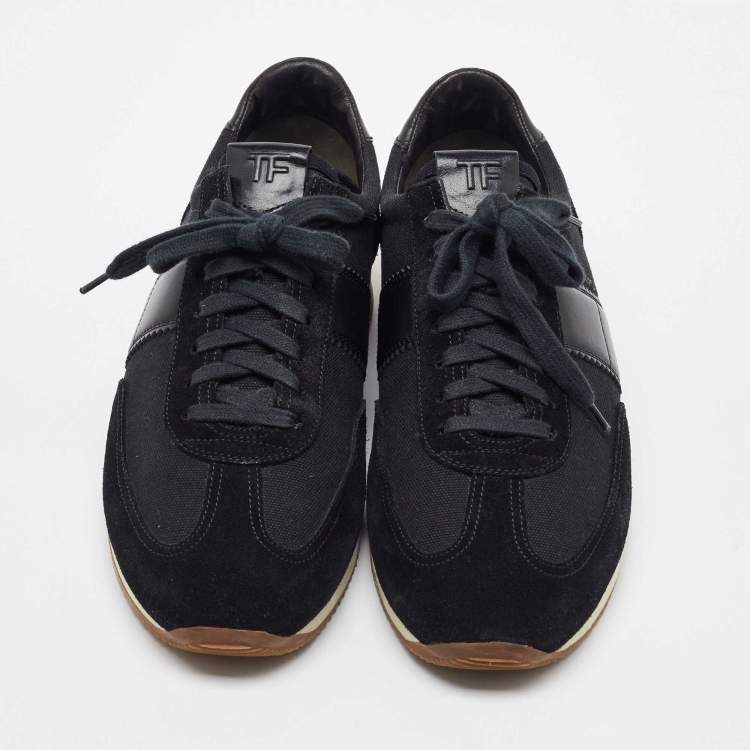 Pre Owned Tom Ford Black Canvas and Suede Low Top Sneakers Size 44