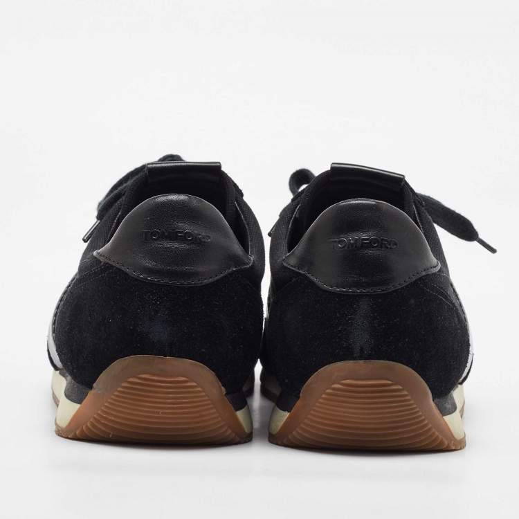 Pre Owned Tom Ford Black Canvas and Suede Low Top Sneakers Size 44