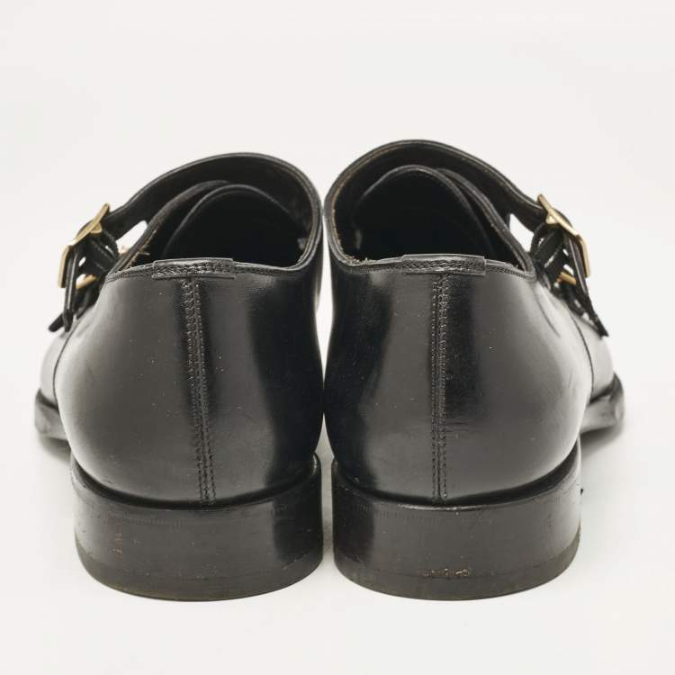 Pre Owned Tom Ford Black Leather Elkan Monk Strap Derby Size 42