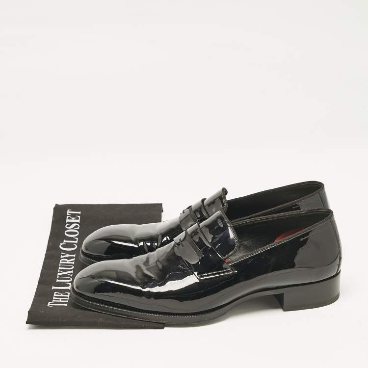 Pre Owned Tom Ford Black Patent Leather Slip On Loafers Size 41.5