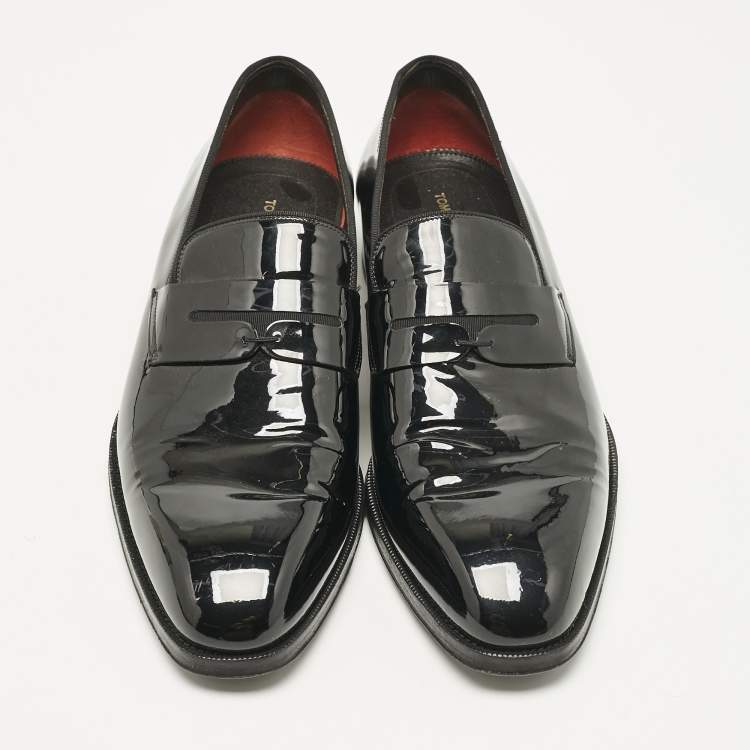 Pre Owned Tom Ford Black Patent Leather Slip On Loafers Size 41.5