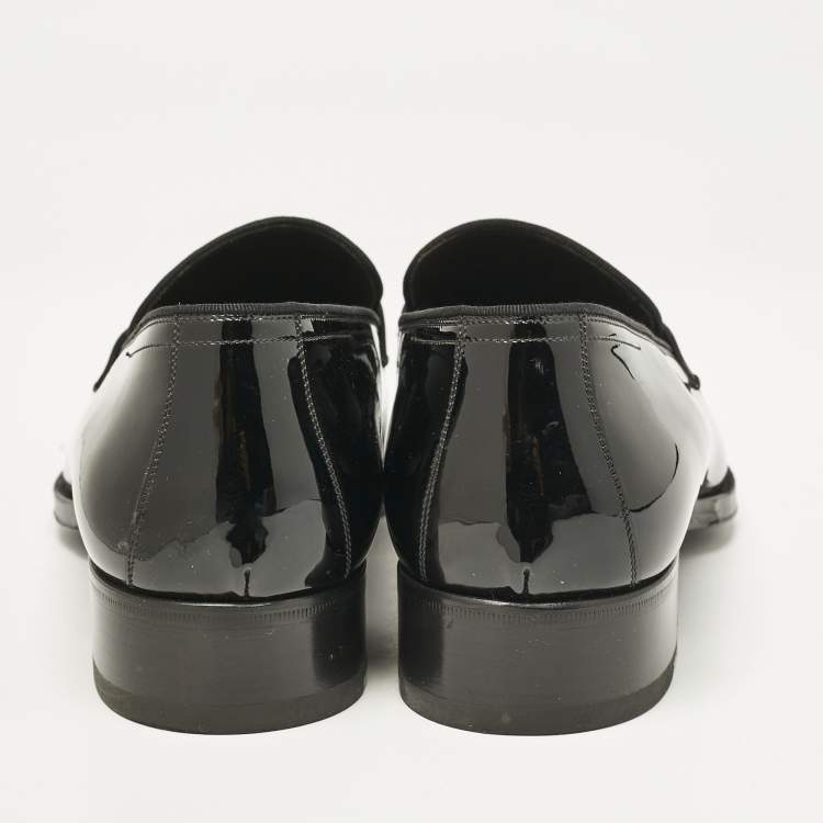 Pre Owned Tom Ford Black Patent Leather Slip On Loafers Size 41.5