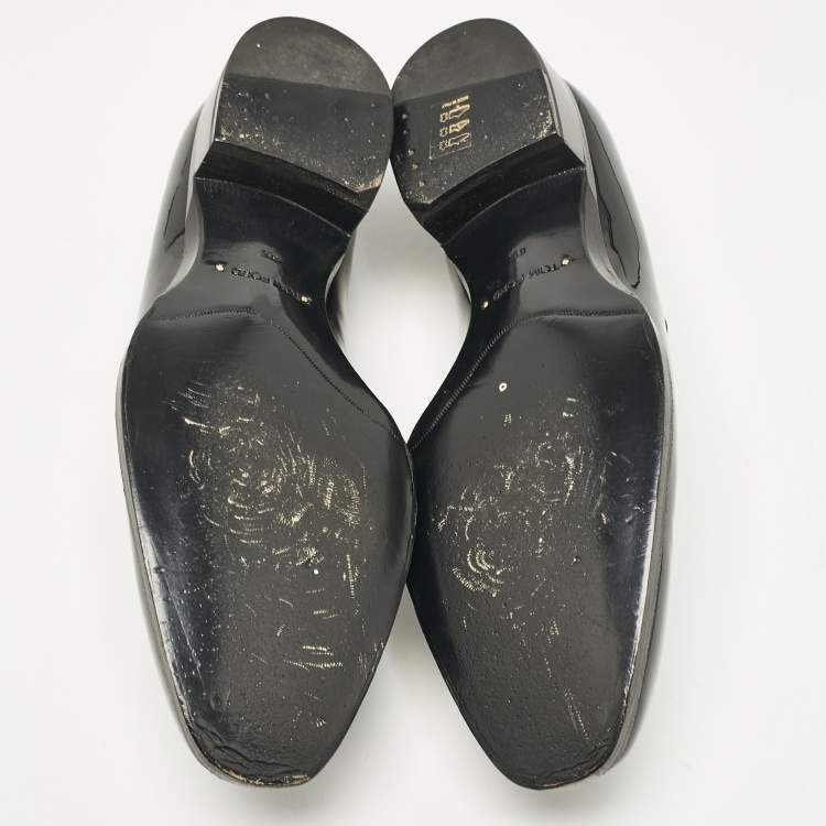 Pre Owned Tom Ford Black Patent Leather Slip On Loafers Size 41.5