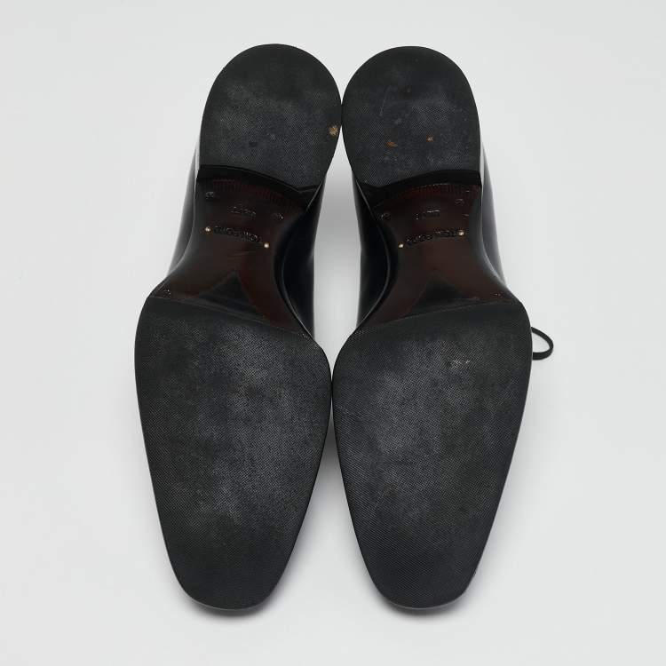 Pre Owned Tom Ford Black Leather Lace Up Oxfords Size 41.5 