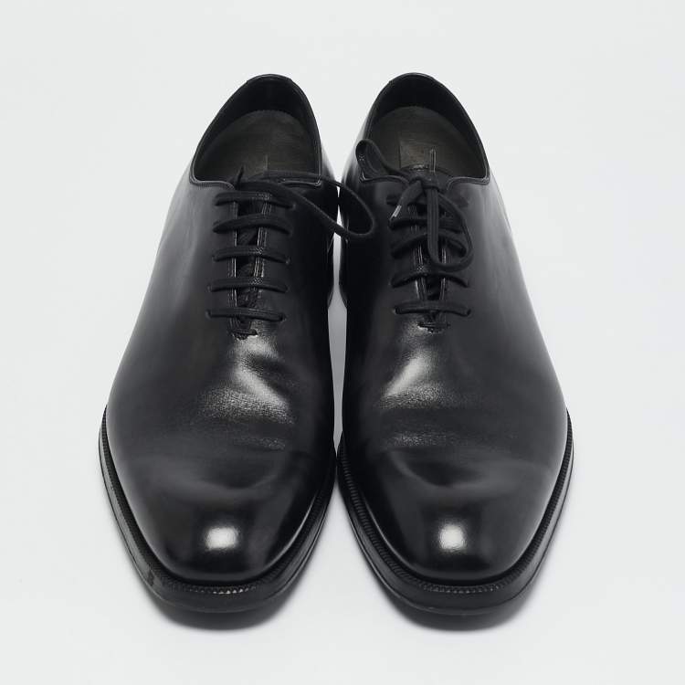 Pre Owned Tom Ford Black Leather Lace Up Oxfords Size 41.5 