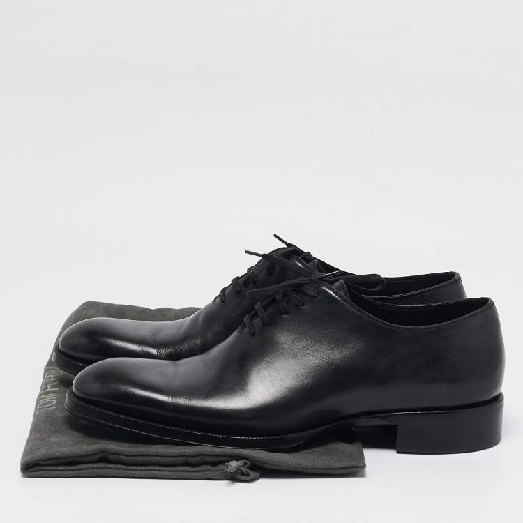 Pre Owned Tom Ford Black Leather Lace Up Oxfords Size 41.5 