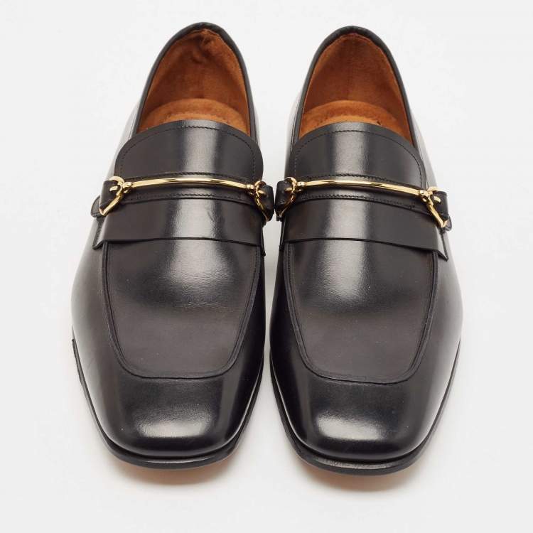 Pre Owned Tom Ford Black Leather Slip On Loafers Size 43