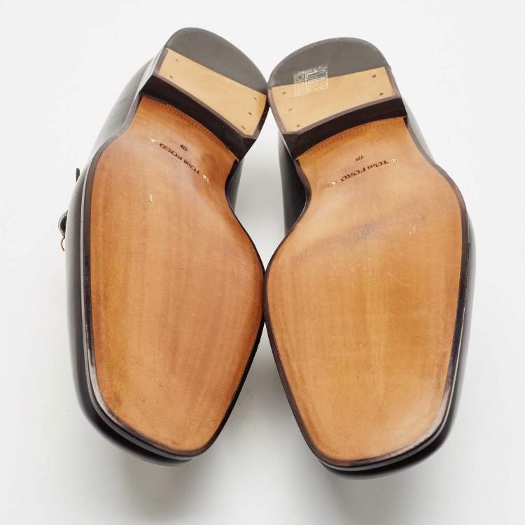 Pre Owned Tom Ford Black Leather Slip On Loafers Size 43